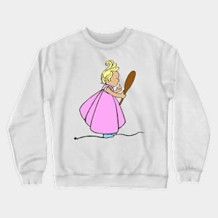 cute little girl pink dress looking in mirror Crewneck Sweatshirt